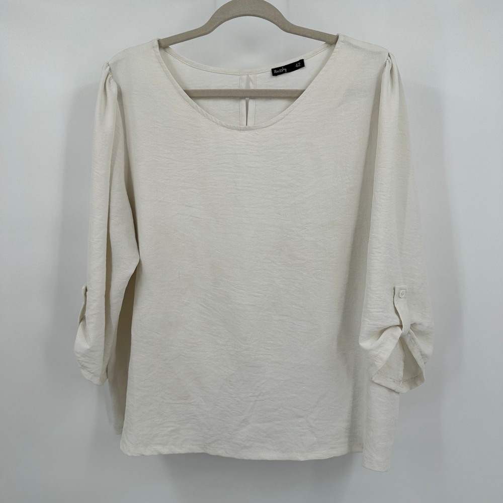Womens Minimalist Lagenlook Top Size 42 US XL Capsule Relaxed Neutral‎ Boho